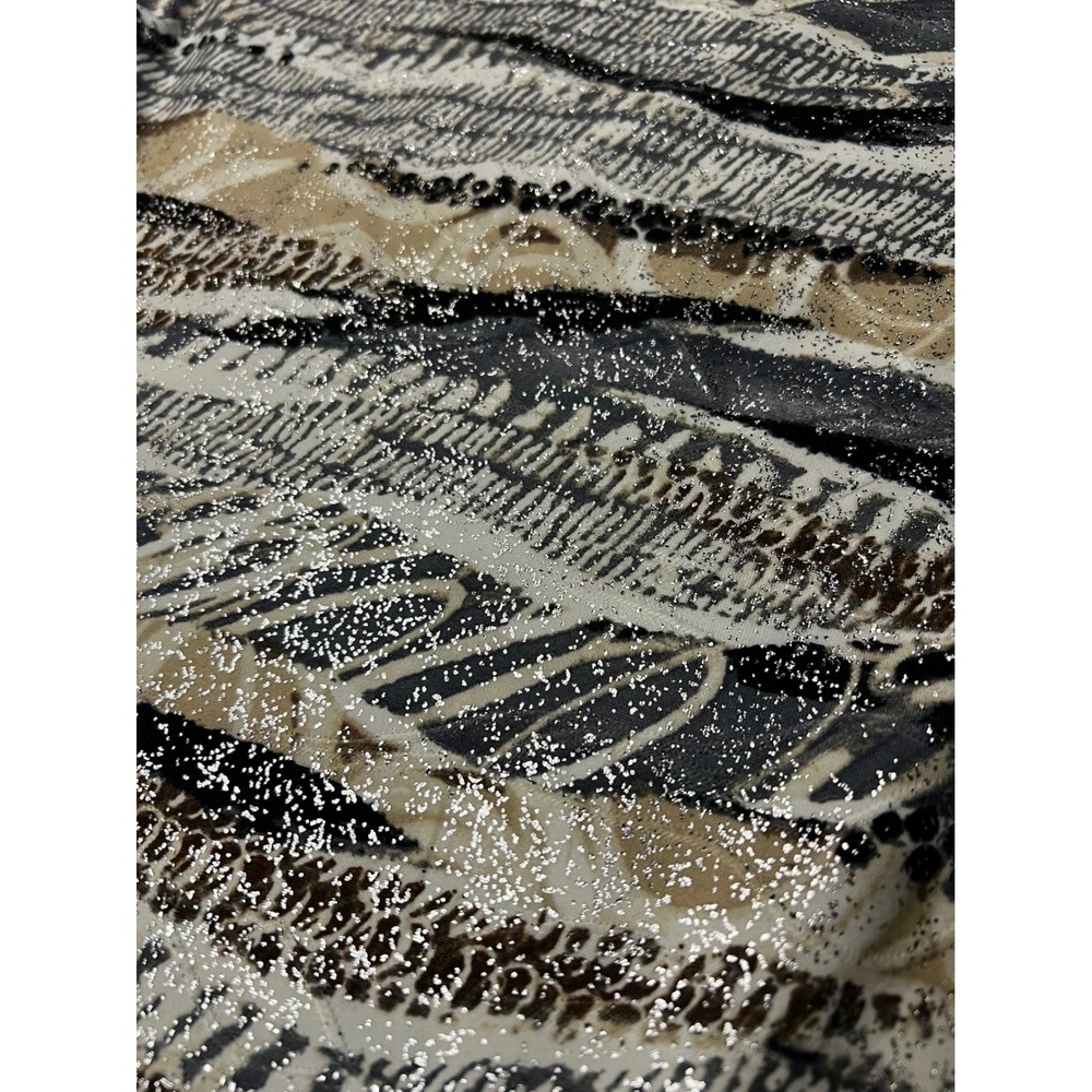 Kate Park Womens Abstract Animal Print Glitter Metallic 3/4 Sleeve Top Small - Picture 5 of 6